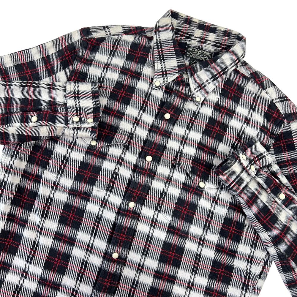 Polo Jean Co Ralph Lauren Plaid Black Red Pearl Snap Western Shirt Med Vintage